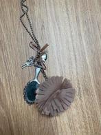 Nieuw ketting lang bruin beige spiegel hangers bloem, Ophalen of Verzenden, Nieuw, Beige, Overige materialen