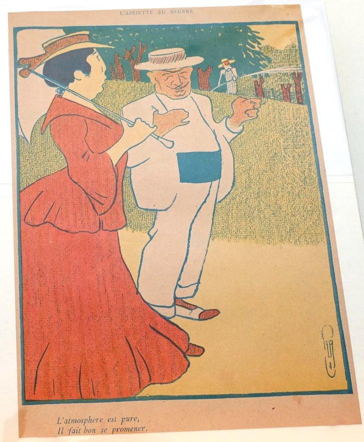 Prent uit l'Assiette au beurre [c. 1900] Kleurenillustratie, Antiek en Kunst, Kunst | Litho's en Zeefdrukken, Ophalen of Verzenden