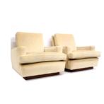 2x Vintage fauteuil creme fluweel Japandi jaren '60 '70, Verzenden, Gebruikt, 75 tot 100 cm
