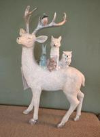 Beeld beeldje Bosdieren hert wit zilver konijn uil kerst, Diversen, Kerst, Nieuw, Verzenden