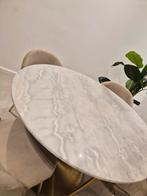 Marmer tafelset inclusief stoelen!!, Ophalen, Zo goed als nieuw, 4 tot 6 stoelen