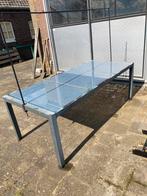 Glazen tuintafel, Tuin en Terras, Tuintafels, Gebruikt, Rechthoekig, Ophalen, Aluminium