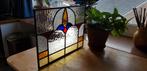 Vintage klein glas-in-lood raam  38,5 x 31 cm., Ophalen of Verzenden