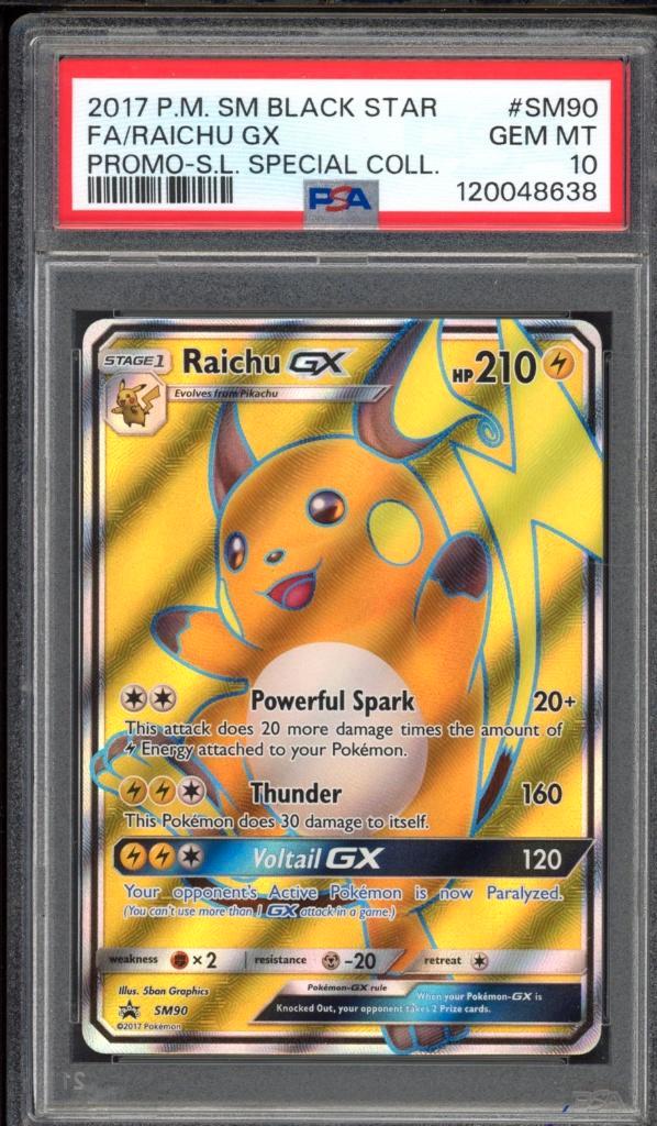 Raichu GX PSA 10 - SM90 - Sun & Moon Promo 2017, Hobby en Vrije tijd, Verzamelkaartspellen | Pokémon, Zo goed als nieuw, Losse kaart