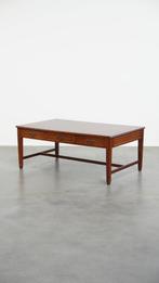 Sierlijke salontafel in Engelse stijl, rood lederen blad, Huis en Inrichting, Tafels | Salontafels, Ophalen, Gebruikt, Overige materialen