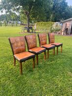 4 schapenleren eetkamerstoelen, Huis en Inrichting, Stoelen, Ophalen, Gebruikt, Bruin, Vier