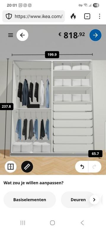 Pax ikea kast 236x200 als nieuw  beschikbaar voor biedingen