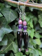 Oorbellen Claire onyx-glas mat-facet-swarovski zilver, Ophalen, Nieuw