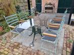Tuintafel met glazenblad en 6 stoelen, Ophalen, Zo goed als nieuw