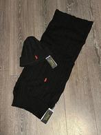 Ralph Lauren Cable Knit Black Beanie/Sjaal Set, Ophalen of Verzenden, Zo goed als nieuw, Overige maten, Muts