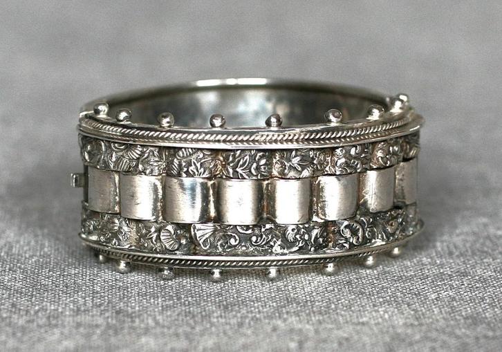 Antieke zilveren armband Birmingham Engeland 1908 CS FS, Antiek en Kunst, Antiek | Goud en Zilver, Zilver, Ophalen of Verzenden