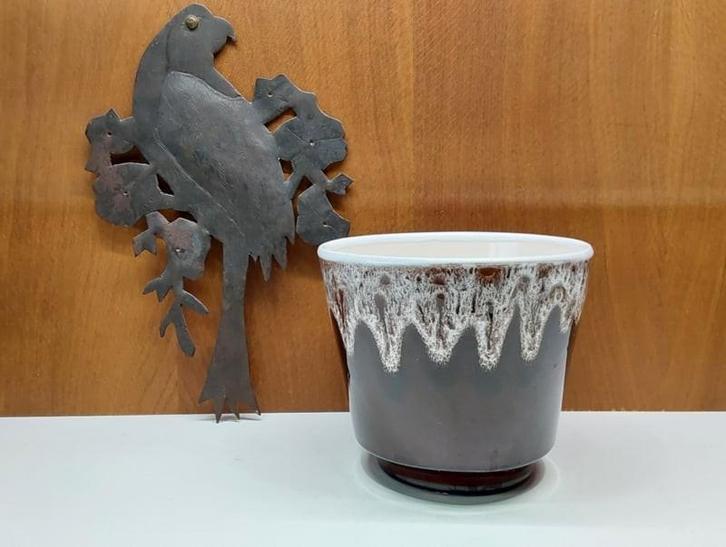 Retro, vintage aardewerk bloempot, Antiek en Kunst, Curiosa en Brocante, Ophalen of Verzenden