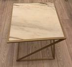 Stijlvolle Bijzettafel / Salontafel met Marmeren Blad, Ophalen, Zo goed als nieuw, Vierkant, 45 tot 60 cm