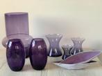 Paarse vazen - Set van diverse modellen, Ophalen, Overige kleuren, Minder dan 50 cm, Glas