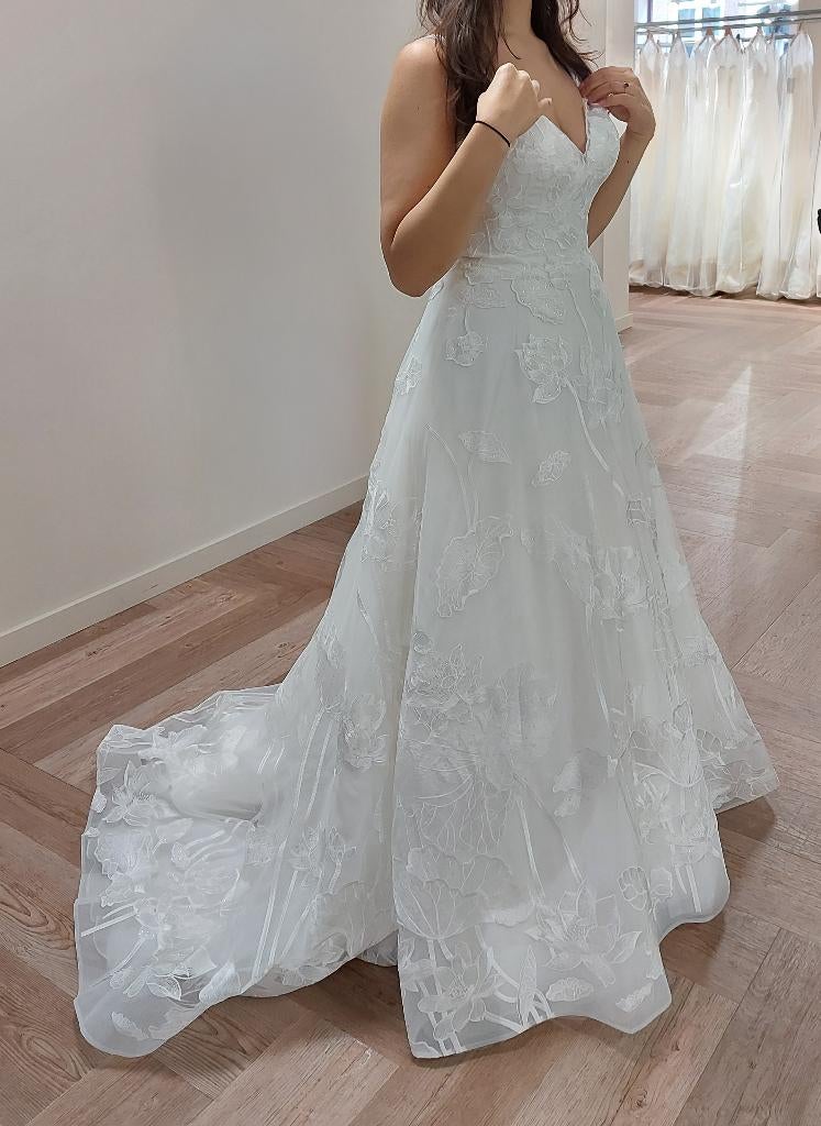 Trouwjurk model Aster Wed2BE, Wed2BE, Wit, Zo goed als nieuw, Onder de knie