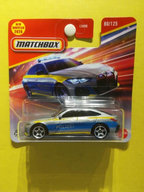 2023 BMW i4 Police sedan Matchbox 80 /125 2025, Hobby en Vrije tijd, Modelauto's | Overige schalen, Nieuw, Auto, Ophalen of Verzenden