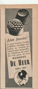 Retro reclame 1949 De Heer bonbons chocolade favoriet, Verzamelen, Verzenden, Overige typen