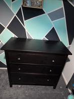 Donkerbruine commode met 3 lades, Ophalen, Gebruikt, 100 tot 150 cm, 3 of 4 laden