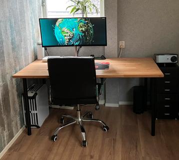 Massief beuken hout IKEA GERTON bureau zwarte ADILS poten beschikbaar voor biedingen