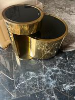 Goude Salontafels met Zwart Glas, Huis en Inrichting, Tafels | Bijzettafels, Ophalen, Minder dan 45 cm, Minder dan 55 cm, Rond