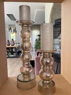 Glazen Kandelaars Beige Crème - Incl. Kaarsen, Ophalen, Overige materialen, 25 tot 50 cm, Beige