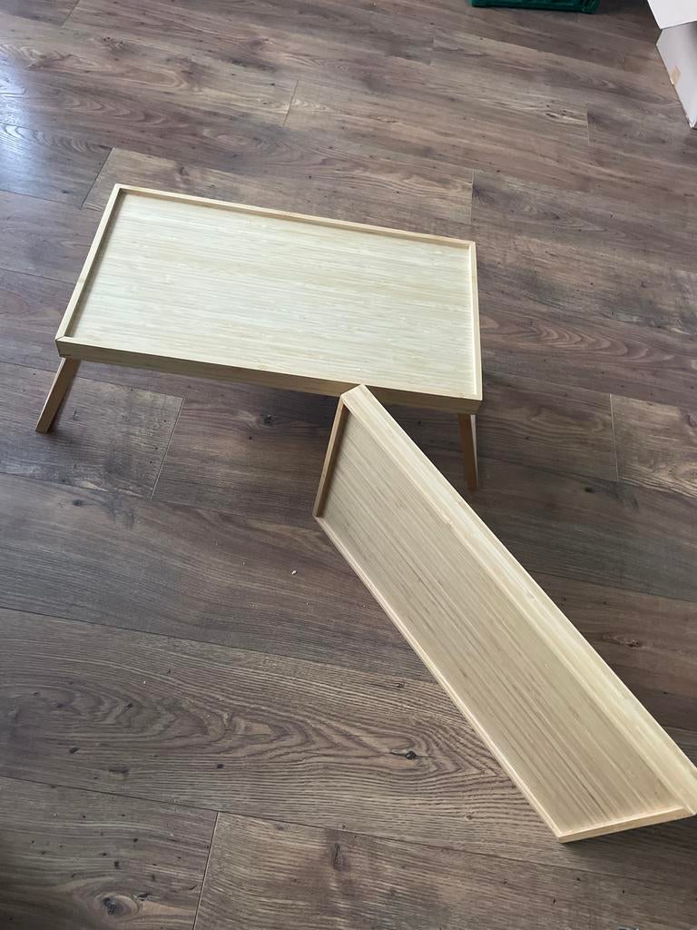 Bamboe Bedtafel Dienblad - 1 stuk, Computers en Software, Laptoptafels, Zo goed als nieuw, In hoogte verstelbaar, Ophalen