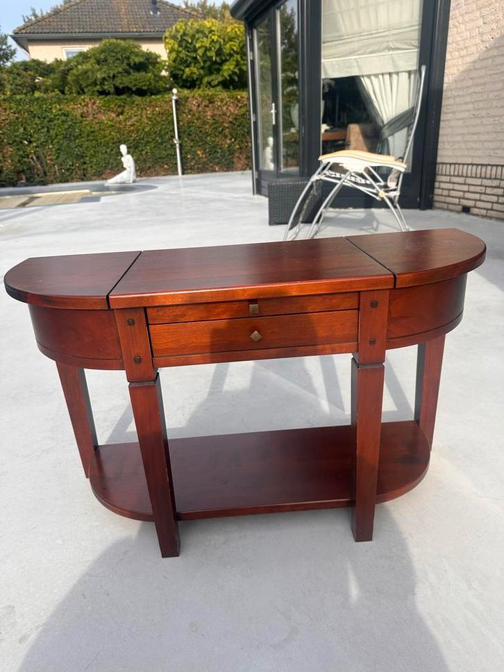 Houten Sidetable Ovaal met Lade, Huis en Inrichting, Tafels | Sidetables, Gebruikt, 25 tot 50 cm, 50 tot 100 cm, Ovaal, Kersenhout