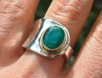 Vanoli 925 zilveren ring ruwe smaragd maat 18,5 verstelbaar, Daiva1973@hotmail.com, Vanoli, 19 tot 20, Amsterdam