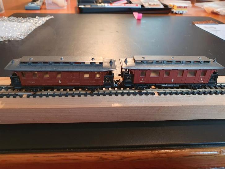 Lima 320350 en 320351 bagewagen en pers.rijtuig SJ, Hobby en Vrije tijd, Modeltreinen | N-Spoor, Gebruikt, Wagon, Gelijkstroom