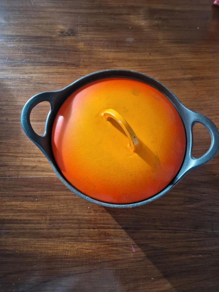 Gietijzeren braadpan oranje Hackman, Huis en Inrichting, Keuken | Potten en Pannen, Gebruikt, Koekenpan of Braadpan, Gietijzer