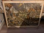 Antieke schoolplaat “De Noormannen voor Dorestad, Antiek en Kunst, Ophalen of Verzenden, Geschiedenis