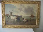 J. Mees. Koeien in Hollands landschap aan de waterkant., Antiek en Kunst, Ophalen