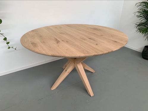 Massief eiken ronde eettafel 100/110/120/130/140/150/160cm, Huis en Inrichting, Tafels | Eettafels, Nieuw, 100 tot 150 cm, 100 tot 150 cm