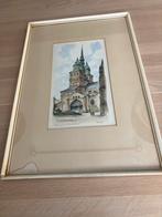 Schilderij Maastricht St.Servaaskerk gekleurde ets, Antiek en Kunst, Ophalen of Verzenden