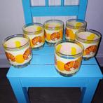Glazen met croissant afbeelding 6 stuks, Huis en Inrichting, Ophalen, Glas of Glazen, Gebruikt, Glas