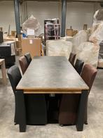 eiken eettafel blad antraciet zwart metalen poten ALS NIEUW, Huis en Inrichting, 100 tot 150 cm, Eikenhout, 200 cm of meer, Ophalen of Verzenden