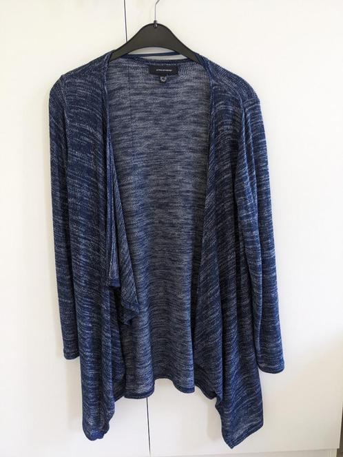 Lang gemêleerd blauw-wit vest, dun, Atmosphere 34-36, Kleding | Dames, Truien en Vesten, Gedragen, Maat 34 (XS) of kleiner, Blauw