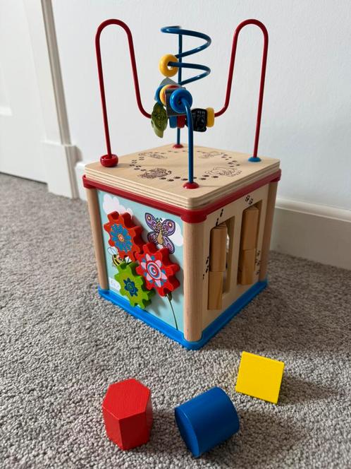 Z.g.a.n. houten activiteitenkubus incl speelblokjes, Kinderen en Baby's, Speelgoed | Houten speelgoed, Zo goed als nieuw, Overige typen
