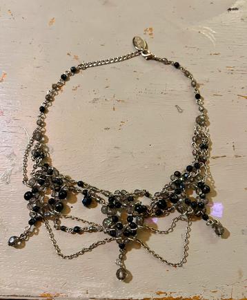 Mexx vintage kralen ketting halsketting choker zilver zwart beschikbaar voor biedingen