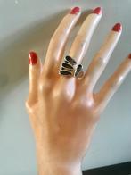 Zamak ring (37) zwart/grijs verstelbaar (Laatste), Sieraden, Tassen en Uiterlijk, Ringen, Met kristal, Overige materialen, Nieuw