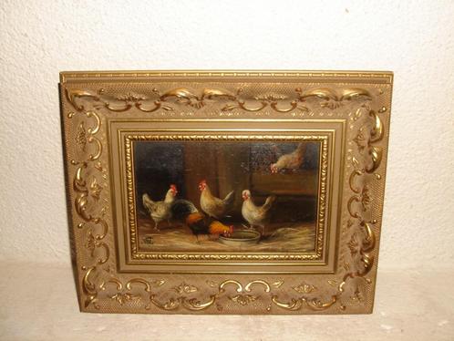 Wilhelm Albertus Lammers (1857-1913), Chickens in the barn., Antiek en Kunst, Kunst | Schilderijen | Klassiek, Ophalen of Verzenden