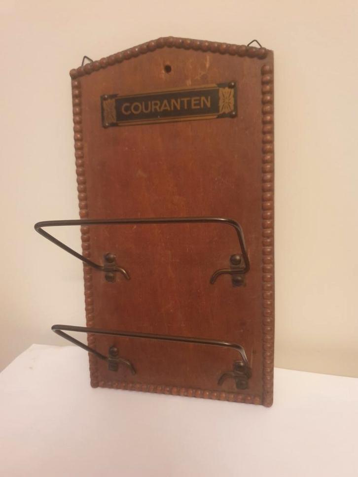 Antieke houten brievenhanger met 2 beugels. 33x x 18,5 x 10., Antiek en Kunst, Antiek | Woonaccessoires, Ophalen of Verzenden