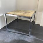 Vintage onyx salontafel in zand-/grijstinten, Ophalen, Gebruikt, 50 tot 100 cm, Vierkant