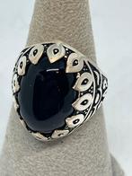 Zilveren Ring met Onyx – 925 Zilver, Maat 21, Sieraden, Tassen en Uiterlijk, Ringen, Ophalen, 20 of groter, Zwart, Nieuw