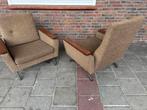 Vintage Set heren- damesfauteuil jaren 60, Ophalen, Gebruikt, Metaal, Vintage