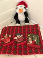 Kerstpakketje met pinguïn fleece dekentje houten figuurtjes!, Ophalen of Verzenden, Zo goed als nieuw