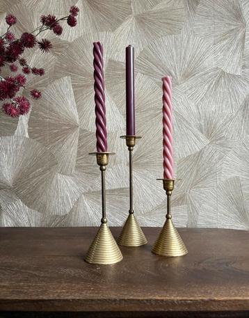 Vintage messing kandelaar - kaarsenhouder | set van 3 beschikbaar voor biedingen
