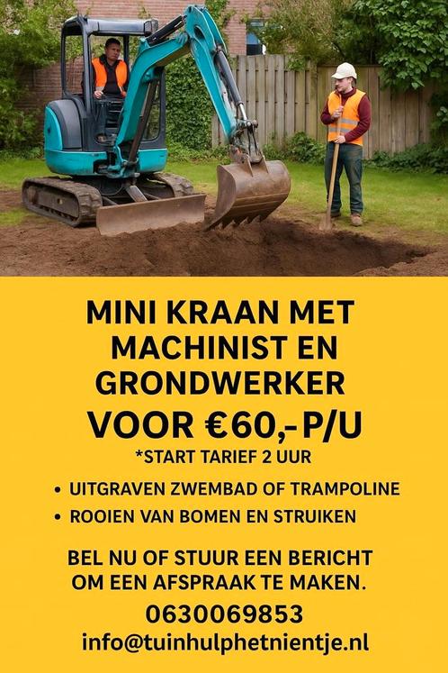 mini kraan met machinist en grondwerker, Tuin en Terras, Aarde en Mest, Ophalen of Verzenden