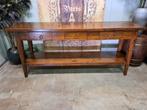 Klassieke  geleefde teakhouten sidetable, wandconsole, halta, Ophalen, Zo goed als nieuw, 25 tot 50 cm, Rechthoekig