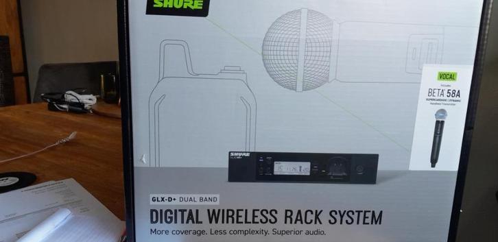 Shure GLXD24R+/B58 draadloze Beta 58A microfoonset rackmount, Muziek en Instrumenten, Microfoons, Nieuw, Zangmicrofoon, Draadloos